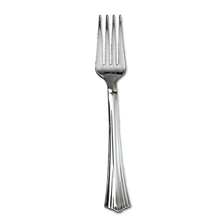 WNA 7" Plastic Disposable Fork, Silver, Heavy Weight, Pk600 WNA 610155